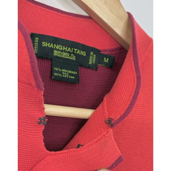 Shanghai Tang Mulberry Silk‎ & Cotton Mandarin Collar Knit Sweater Blouse Size M - Picture 10 of 14